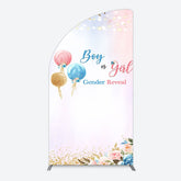 Lofaris Floral Glitter Gender Reveal Sweet Half Moon Arch Backdrop